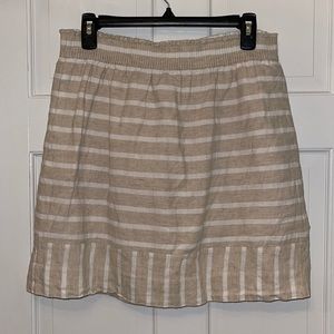 J. Crew Striped Tan and White Paper Bag Skirt
